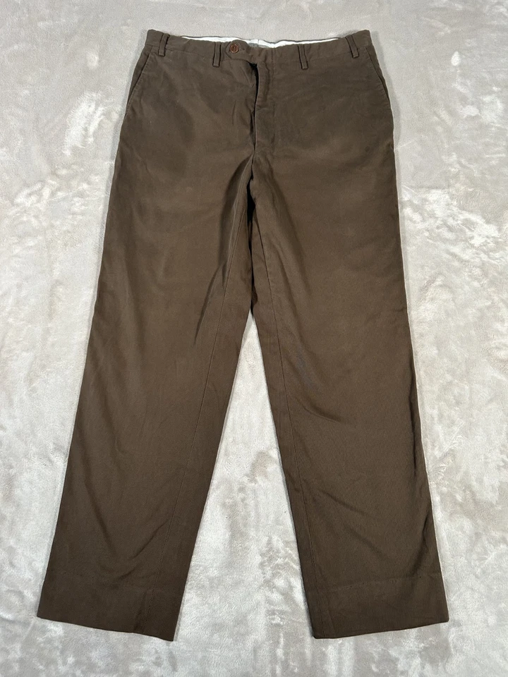 Pantalones de pana CANALI 1934 para hombre 33x30 marrón elástico calce regular hechos en Italia Foto 2 de 4