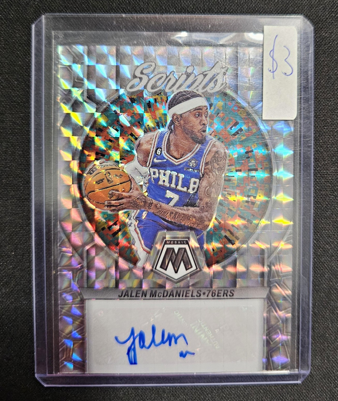 Panini 2022-23 Mosaic Scripts Jalen McDaniels Auto #MS-MCD 76ers
