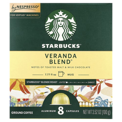 Nespresso®, Veranda Blend®, Ground, Blonde Roast, 8 Aluminum Capsules, 3.52 oz