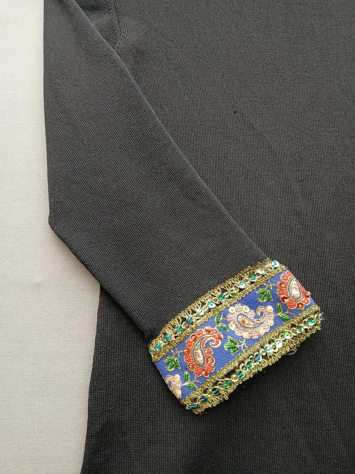 Joseph A. Qu'est ce que c'est seda? Blusa negra de punto manga larga talla L con lentejuelas Foto 4 de 4