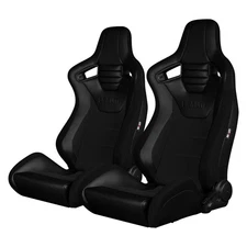Braum BRR1S-BKBS Elite-S Series Leatherette Black Racing Seats