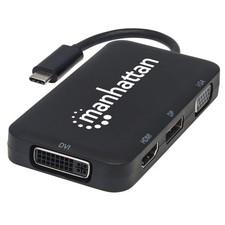 Image of Manhattan USB-C Dock/Hub, Ports (x4): DisplayPort, DVI-I, HDMI or VGA, Note: Onl