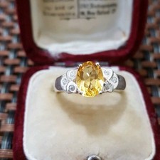 925 Sterling Silver Ring Citrine & Topaz Gemstones Jewellery UK Size L½