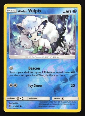 Alolan Vulpix 21/145 SM - Guardians Rising Reverse Holo Common Pokemon Card