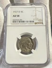 1927-D 5C BUFFALO NICKEL NGC AU 58