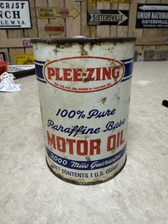 Vintage 1960’s Plee Zing Motor Oil 1 Quart Can Gas & Oil Rare