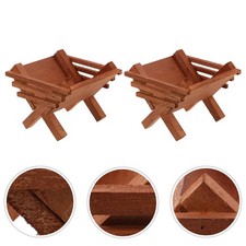 Image of 2 Pcs Christmas Manger Set Scene Ornament Nativity Flat Wooden Scenes