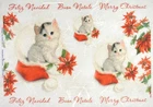 A4 Rice Paper for Decoupage - Christmas Kittens & Poinsettia - Merry Christmas