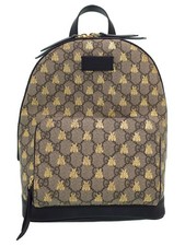 Gucci GG Supreme Monogram Bees Backpack Beige Tan Yellow