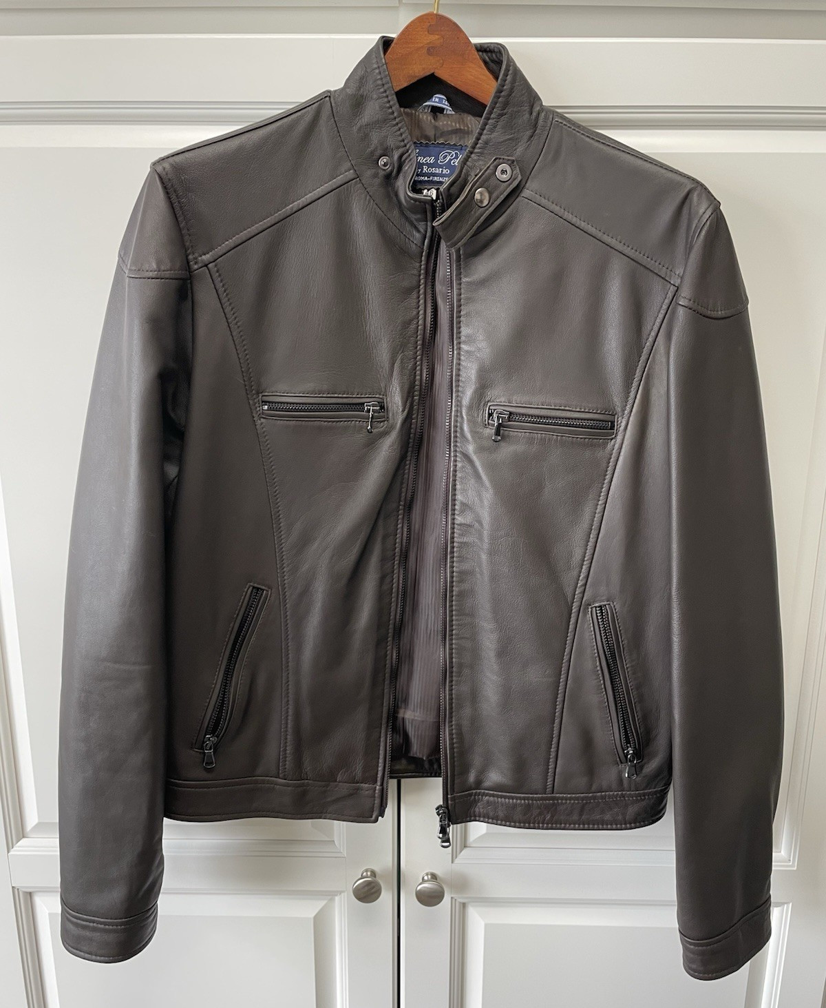 Linea Pelle Leather Jacket by Rosario Size 46 Chocola… - Gem