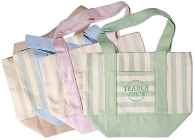 Trader Joe s Mini Pastel Stripe Canvas Tote Bags Set of 4 NWT Limited 2026