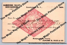 Cambridge Valley Seed Gardens Antique Postal Advertising New York Jer. Rice 1894