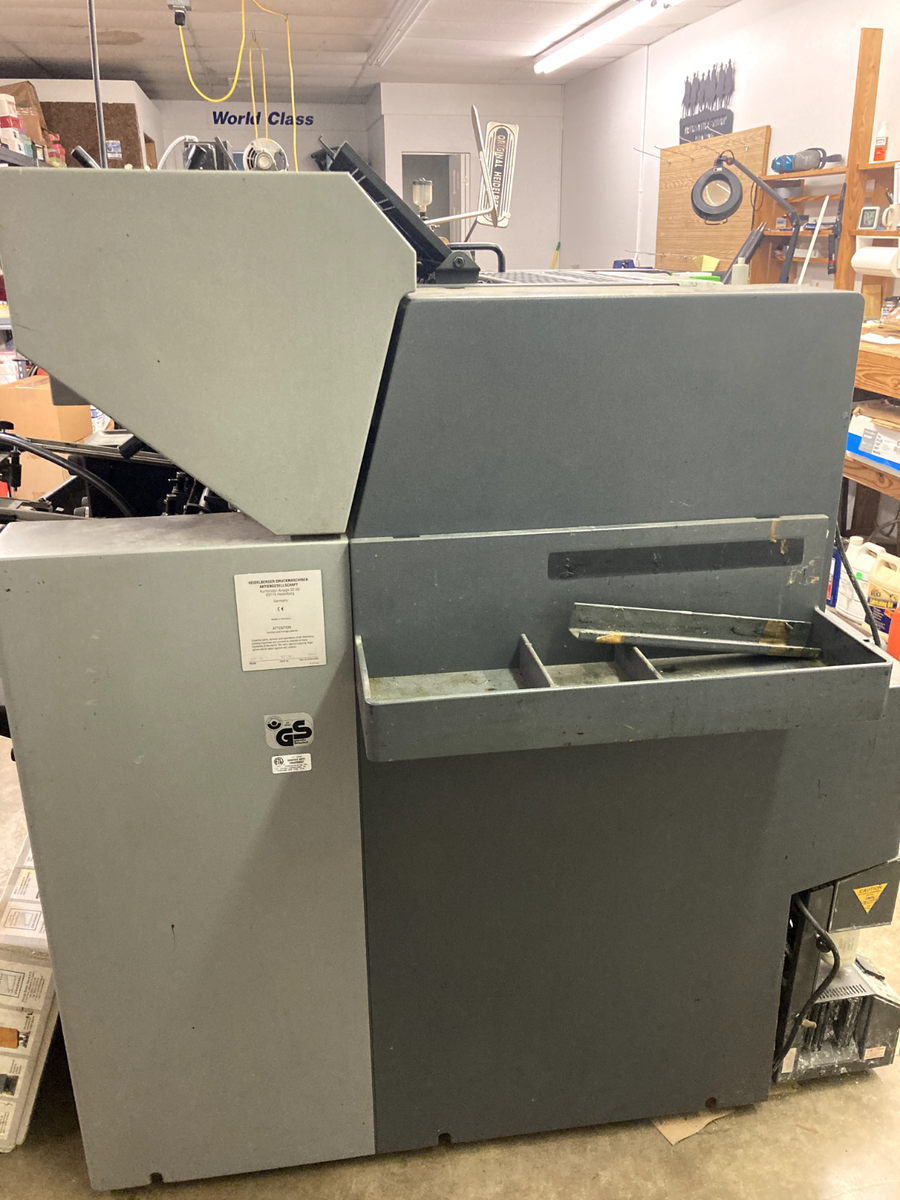 HEIDELBERG QM 46-2 Printing Press, plate punch and envelope feeder