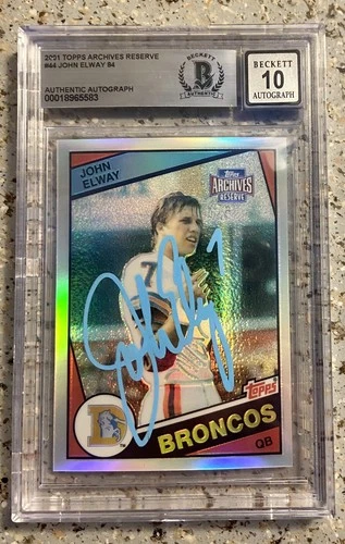 John Elway GEM 10 AUTO SIGNED 2001 Topps Archives Rookie RC Refractor- BGS COA