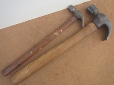2 x Vintage Claw Hammers with Wooden Handles