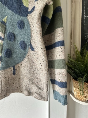 WHITE STUFF Ladybird Blue Green Oatmeal Flecked Lambswool Jumper Size 8/10 X - Picture 8 of 11