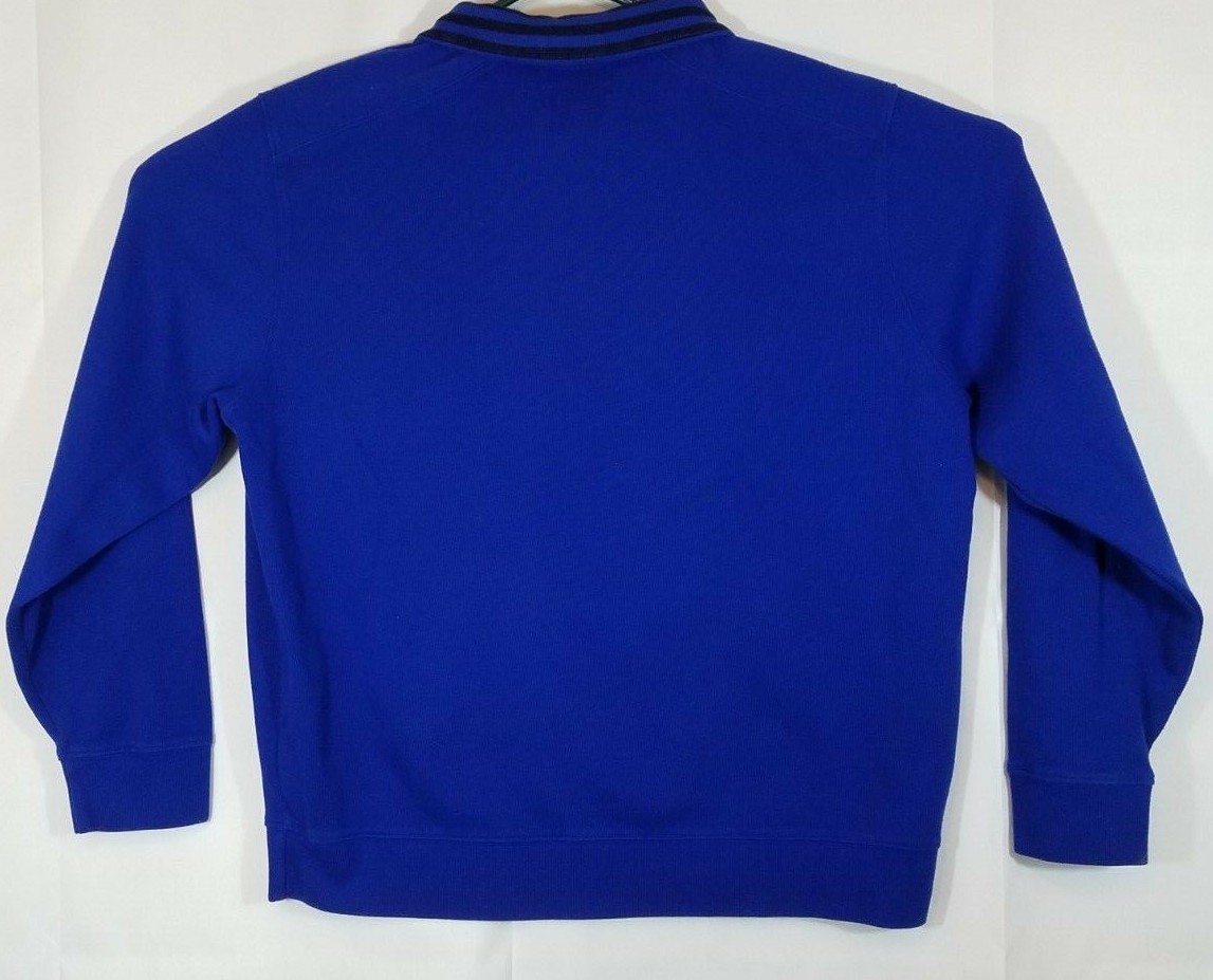 Men's STAFFORD PREP Zip Front LONG SLEEVE SWEATER SHIRT, BLUE