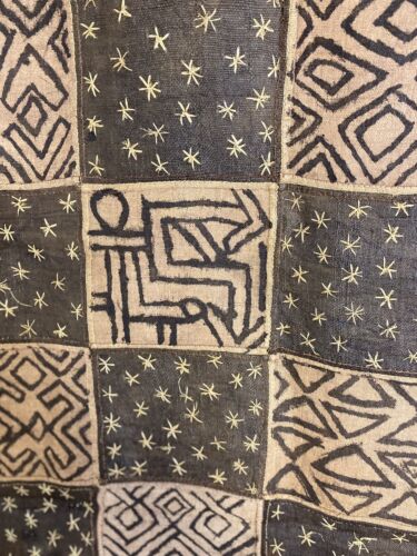 Antikes afrikanisches Kuba-Tuch gewebt Raffia Textil Stoff Wandteppich 91""Lx23"" Stamm - Bild 6 von 12
