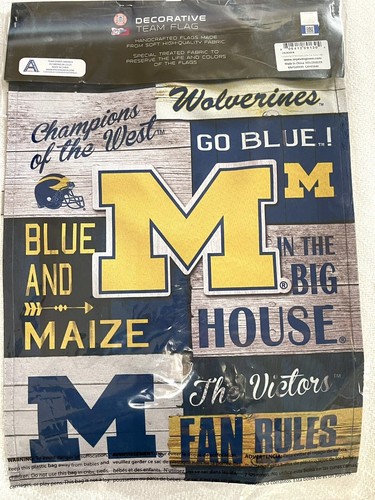 Bandiera da giardino Univ Of Michigan lino regole tifosi NCAA calcio di Evergreen 12x18" - Foto 3 di 5