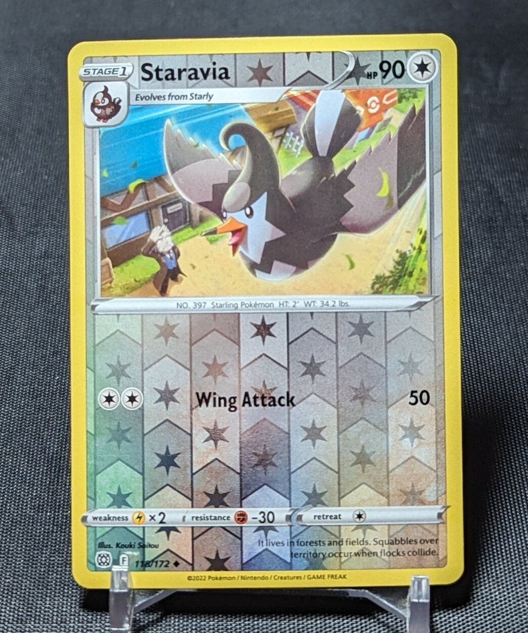 Staravia Uncommon Reverse Holo Colorless Brilliant Stars Pokemon Card 118/172