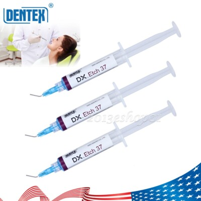 #ad 3x Dental Acid Etch Etching Gel 37% 5 ml syringe Dentex $14.95