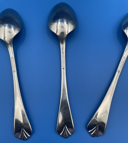 Kirk Stieff Sprig 3 Place Soup Spoons Stainless Flatware Glossy - Picture 3 of 5