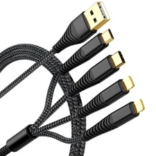 2Pack 6FT Multi Charging Cable 3A Multi Charger Cable Nylon Braided Universal...