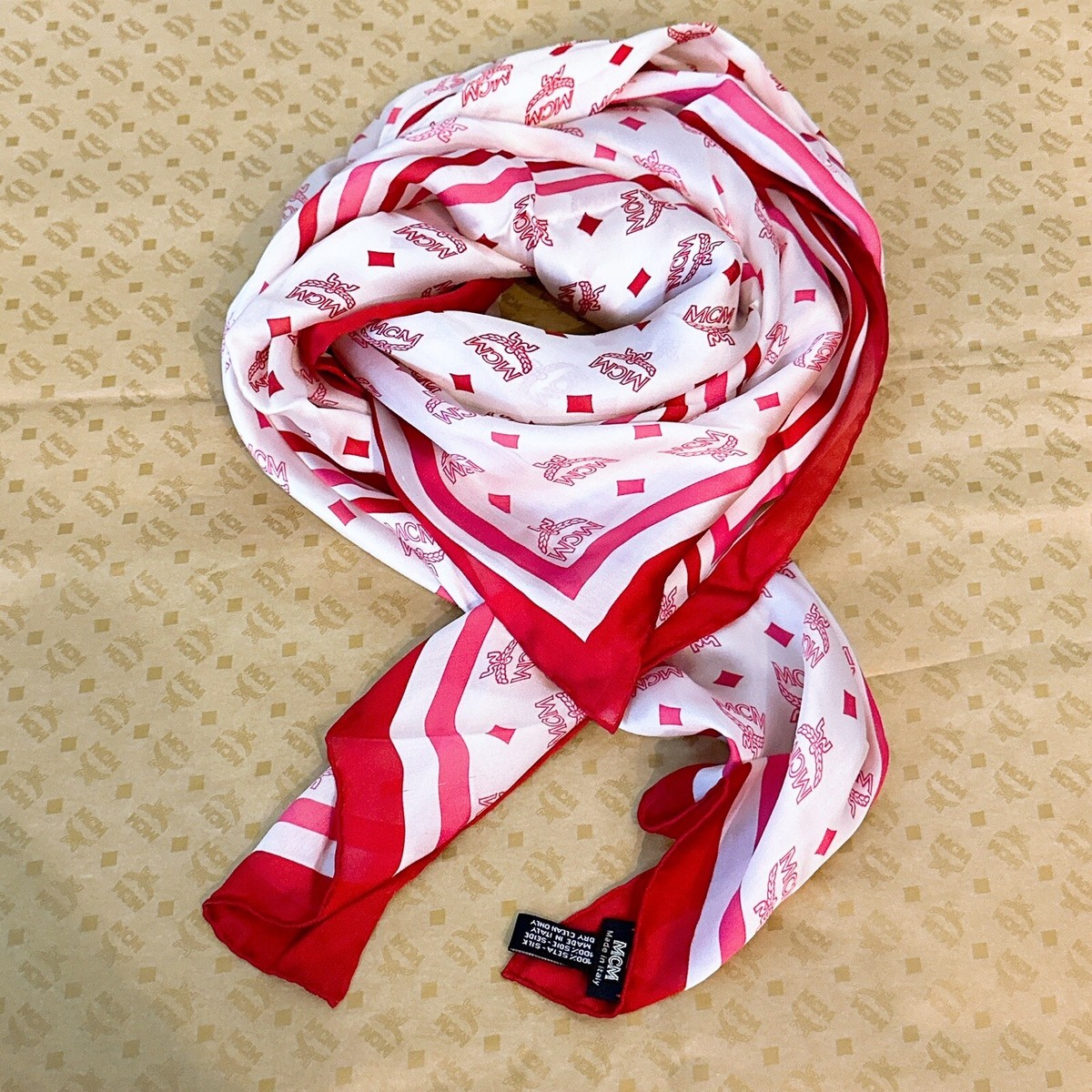 Mcm Monogram Silk 40”x45” Square Scarf/sugar Pink | eBay