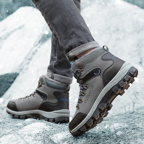 Waterproof Winter Men Women Shoes Snow Boots Fur-lined Slip on Warm Ankle Size - Picture 8 of 20