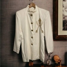 Vintage 80’s Librarian Chic Blazer Size 6 Ivory Made in The USA Deadstock NWT