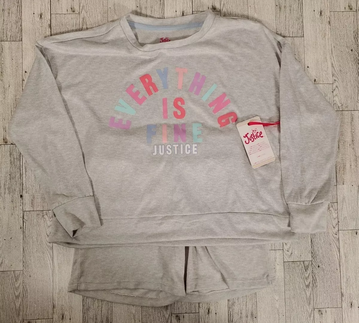 Justice Girls Sweatshirt Shorts Pajama Set 7 8 Girls 2 Piece Lounge NEW