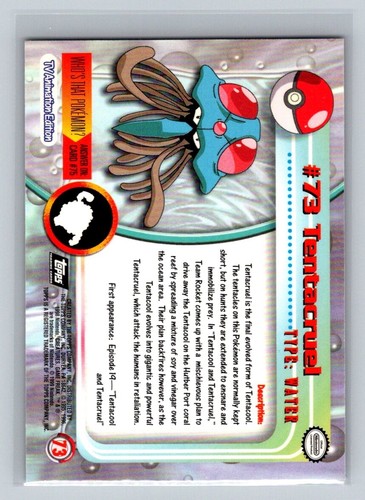 Tentacruel 1999 Topps Pokemon TV Card #73 NM - LP - Picture 2 of 2