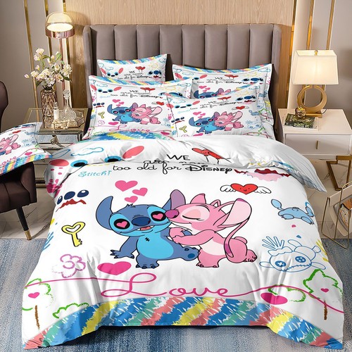 Super Lovely Stitch Bedding Set 2/3 PCS Quilt Duvet Cover Single Double King UK - Picture 11 of 50