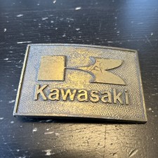 Vintage Kawasaki Brass Belt Buckle 1978 3.5" X 2.25" Motorcycle Dresswear