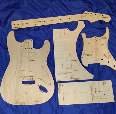 Guitar Body, Neck &Pickguard Router Template Set 4Standard Strat Parts 3ply STS