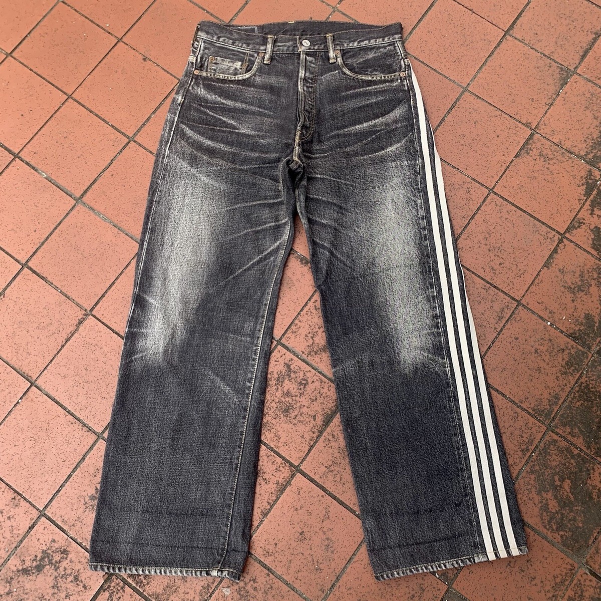 Y-3 Yohji Yamamoto Adidas SS04 3 Strip Spotted Horse Denim Y-3 Yohji Yamamoto Adidas SS04 3 Strip Spotted Horse Denim