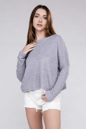 Maglione girocollo Zenana cropped manica lunga in 5 colori nuovo con etichetta - Foto 28 di 31