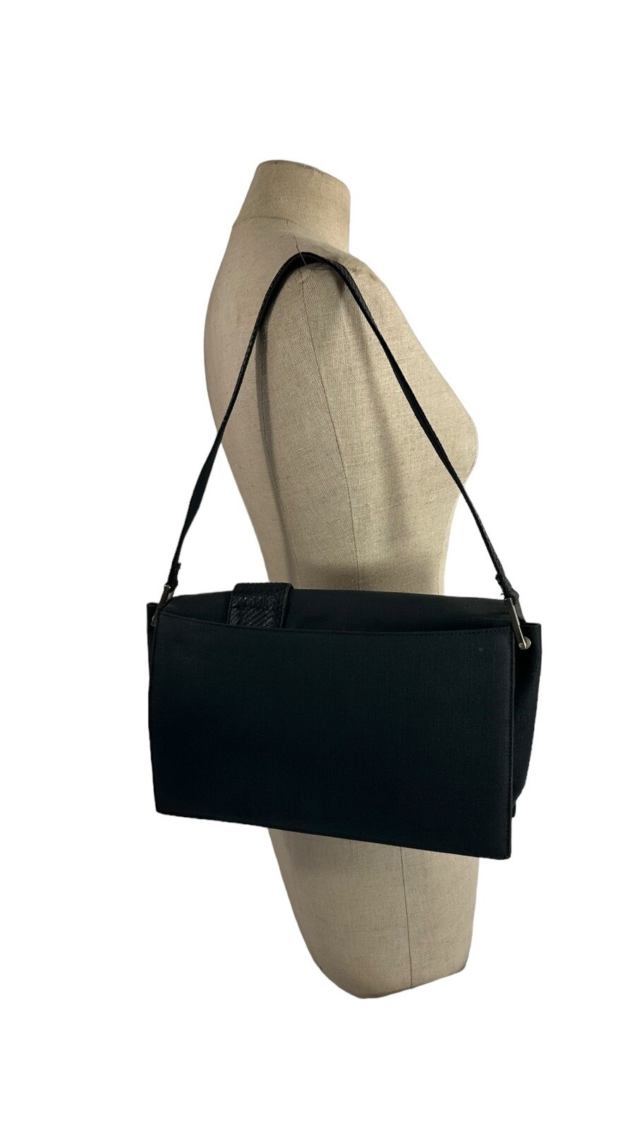Vintage GIANNI VERSACE black canvas shoulder bag snake trim with duster image 3