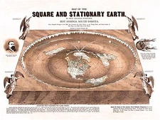 Flat Earth Map - Square and Stationary Earth Orlando Ferguson- Poster 24 x 18