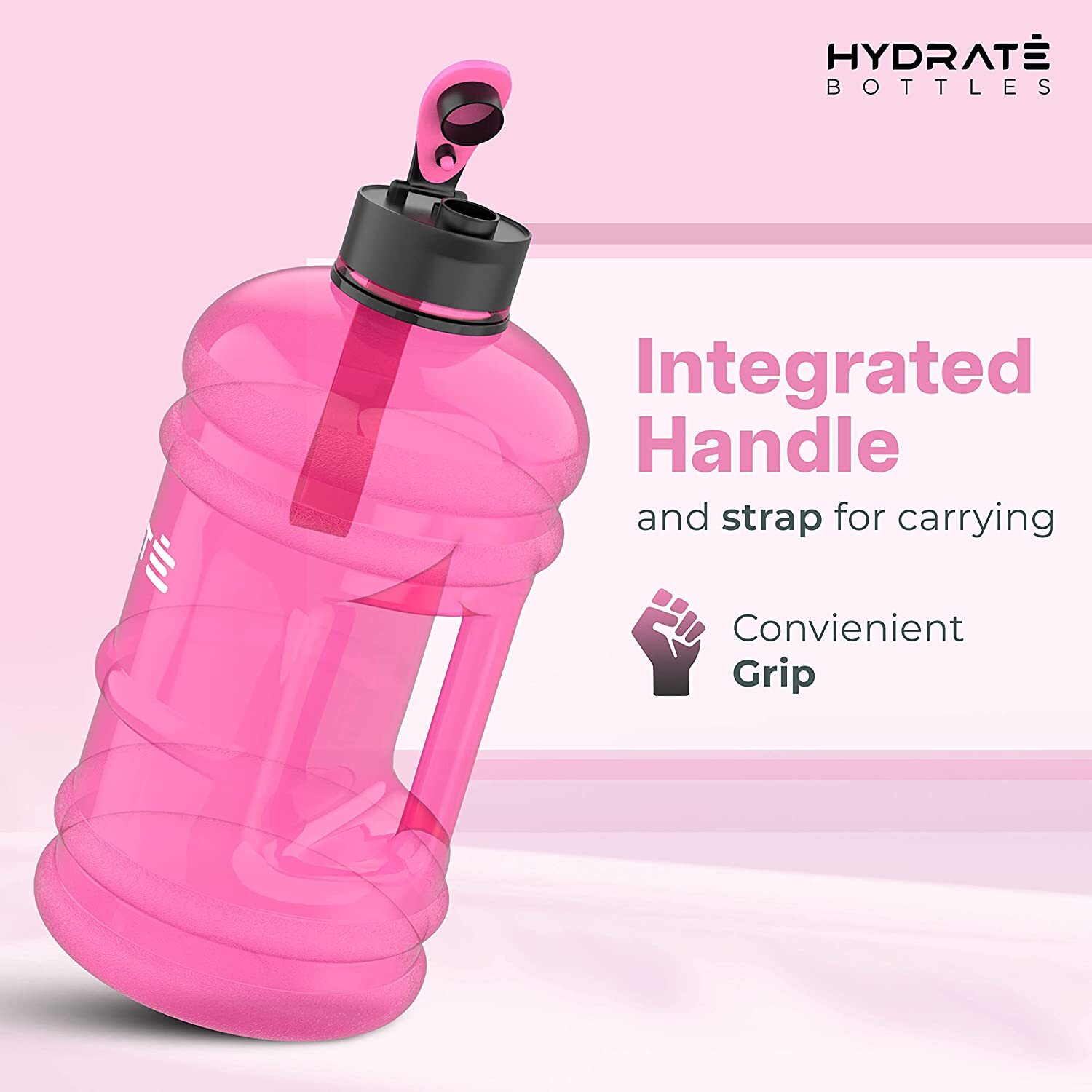 Hydrate XL Jug Gym Sports Water Bottles. 1.3L 2.2L Leak Proof