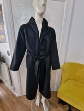 John Richmond Womens Black Wool Long Coat Uk Size 16 Eu 44 New