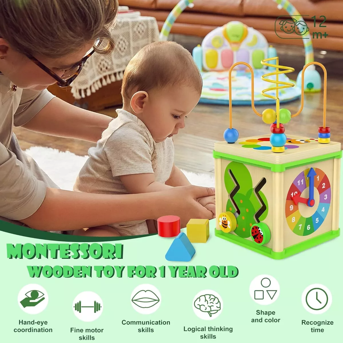 hahaland Caja de Pañuelos Juguetes Bebes 6-12 Meses, Cubo de Actividades  Juguetes Montessori 1 Años, Suave Caja Sensorial Juguetes Educativos  Temprano para Bebes 6 8 9 10 12 Meses