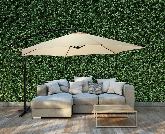 Outdoor Pool Backyard Umbrella 9ft Water Repellent Polyester Round Beige Canopy For Sale Online Ebay