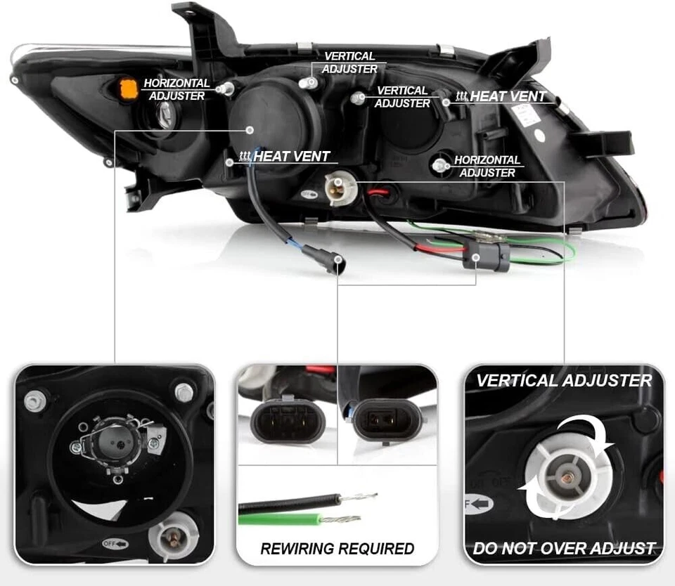 Juegos de faros izquierda+derecha para Toyota Camry 2007 2008 2009 negro 07-09 Foto 3 de 4