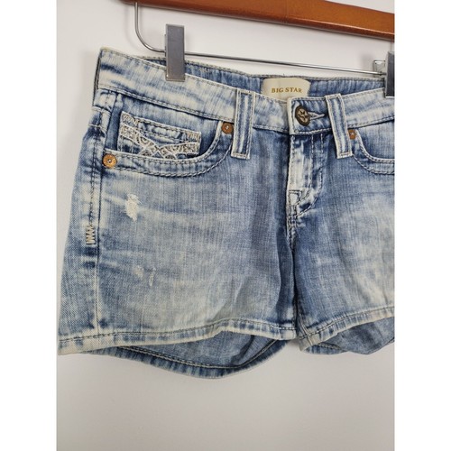 Big Star Shorts 24 Damen niedriger Bund helle Waschung abgenutzte Denim-Unterteile - Bild 3 von 5