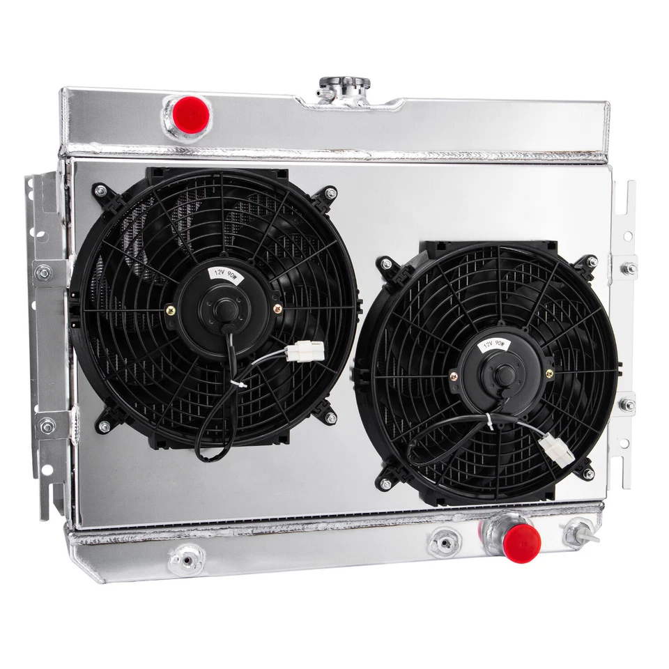 4Row Radiator+Shroud&Fan For 63-68 Chevy Bel Air/Impala/Chevelle,64-67 El Camino Foto 2 de 4