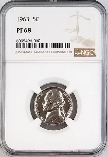 1963 Proof Jefferson Nickel certified PF 68 by NGC!