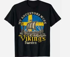 Swedish Sweden Viking Ship Flag Gift Unisex T-Shirt, Size S - 5XL
