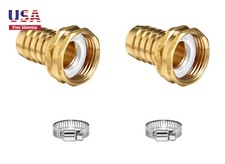 Brass Garden Hose Swivel Hex Fitting , 3/4" Barb x 3/4" GHT Female Hose 2PCS