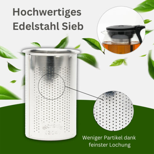 Glasteekanne mit Siebaufsatz Hitzebeständig herausnehmbaren Edelstahl Filter NEU - Bild 2 von 28